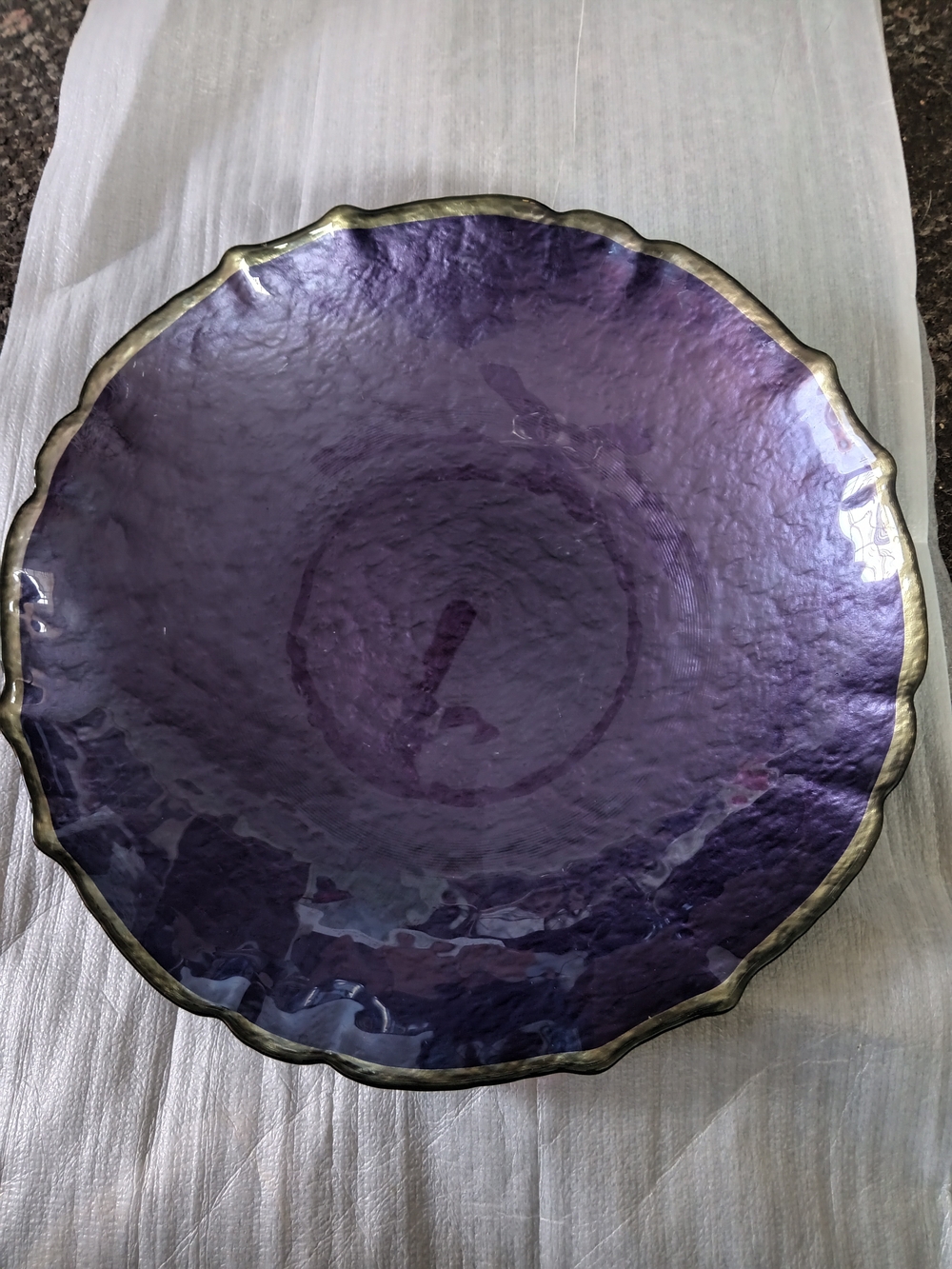 Vietri Purple Glass Bowl with Gold Rim